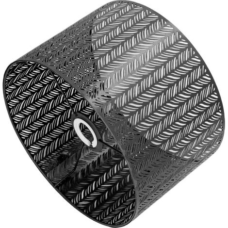 E27 E14 zylindrischer Klemm-Lampenschirm, hohles Metall, in Form eines Tannenblatts, für Tisch-, Wand- oder Deckenleuchten, schwarz. (1/5)