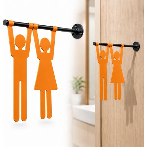 1 Pièce, Couleur Orange, de Plaques de Porte de Toilettes, en Métal, pour Bureau (1/5)