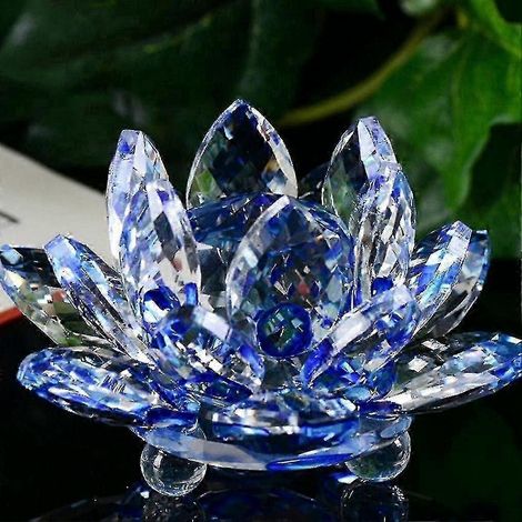 Bouquet de lotus en cristal : Grande décoration artisanale pour la maison, cadeau multicolore pour anniversaires et mariages, verre cristal bleu (1/5)