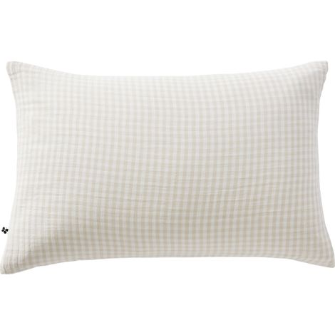 Taie d'oreiller gaze coton Vichy 50 x 70 cm beige (1/3)