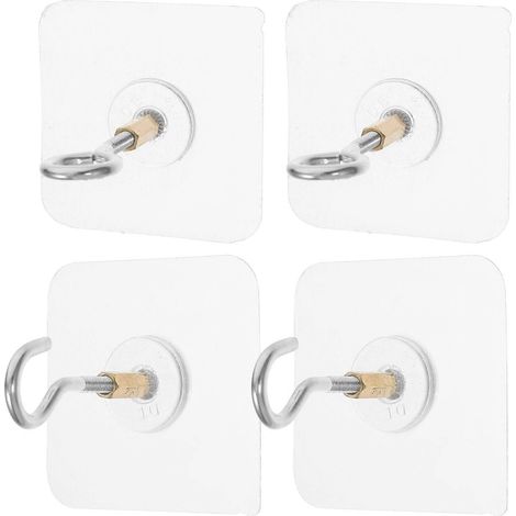 Lot de 4 crochets adhésifs pour plafond, robustes, pour suspendre des plantes. (1/4)