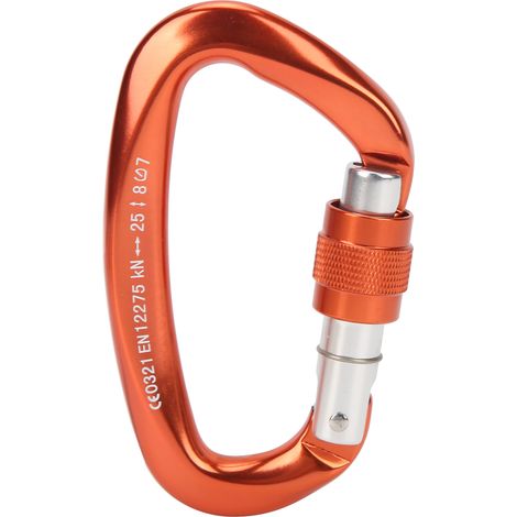 Mousqueton de verrouillage D pour escalade, alliage robuste, clip de charge lourde, orange (1/5)