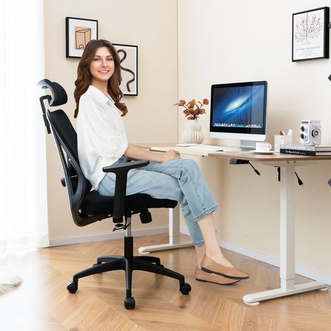 COSTWAY Mesh Ergonomic Office Chair Adjustable Swivel Task Chair Rocking (1/5)
