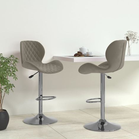 Lot de 2 Tabourets de bar,Chaises hautes de bar luxueuses gris clair velours -42269 (1/5)