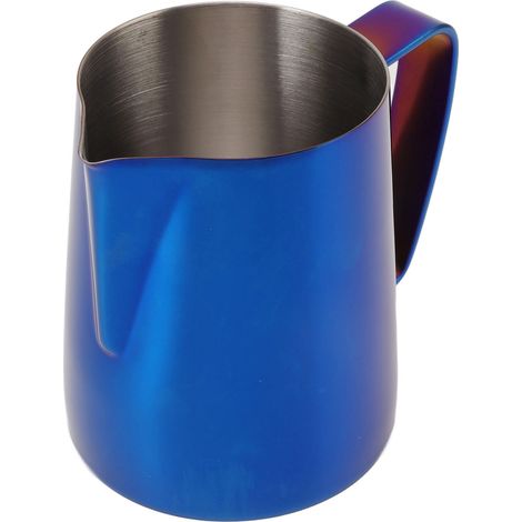 Pichet à lait 304 en acier inoxydable pour mousseur à café, 600 ml, embout pointu, couleur bleu titane