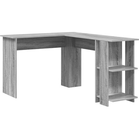 Maison Exclusive - Eck-Schreibtisch mit Regal Graues Sonoma 140 x