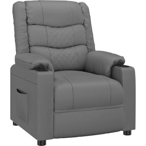 Fauteuil inclinable en similicuir gris (1/5)