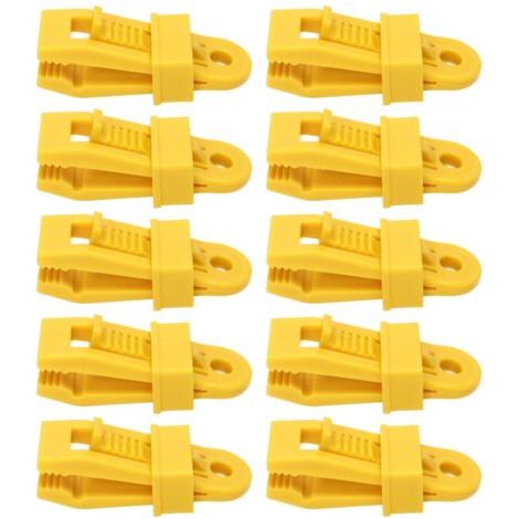Lot de 10 pinces à bâche robustes pour tentes et auvents de camping, jaunes. (1/5)