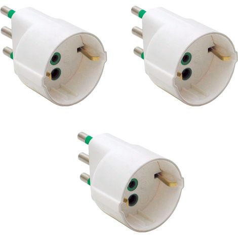FANTON 82130-B3 - set 3pz adattatore da spina grande 16A a presa schuko 16A colore bianco