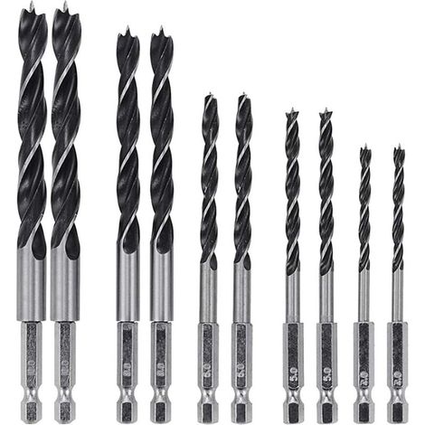 set da 5 punte da trapano elicoidali HSS da 6,35 m con gambo esagonale per la lavorazione del legno - 4 mm 5 mm 6 mm 8 mm 10 mm (1/5)