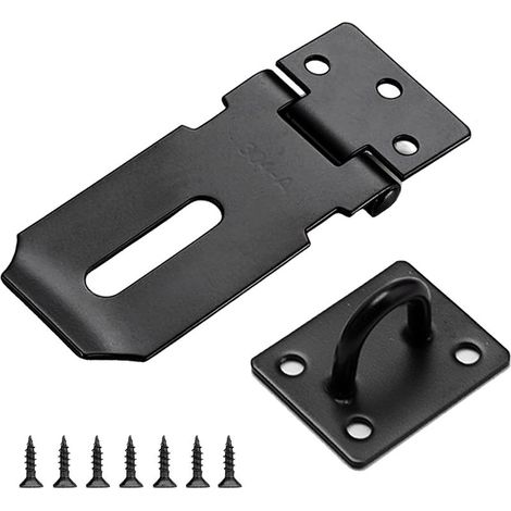 Cadenas à boucle en acier inoxydable avec serrure à vis pour armoires, portes, coffres et tiroirs (noir, 3 pouces) (1/4)