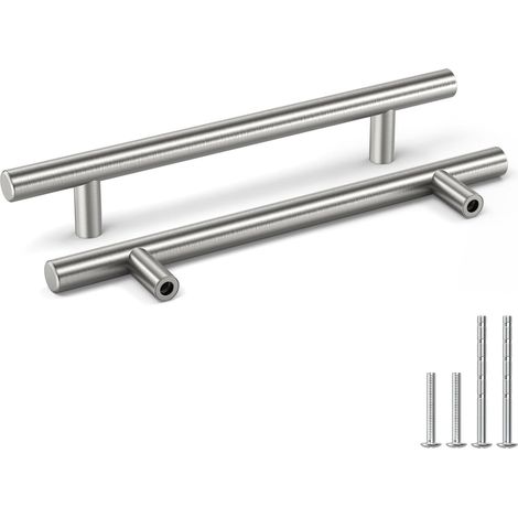 Lot de 15 Poignées Meuble Cuisine Inox Poignées T Barre -LS201BSS224 Poignées Placard Cuisine en Acier Inoxydable pour Cuisine, Salle de Bain, Chambre, Bureau Entraxe 224mm (1/5)