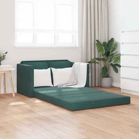 Bodensofa mit Schlaffunktion Dunkelgrün 122x204x55 cm Samt