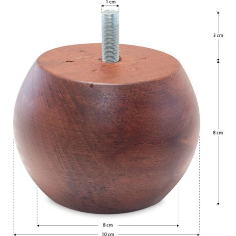 TENDAGGIMANIA Piedini per Mobili, Divani, Poltrone e Pouf- Modello Cipolla-1 Piedino Altezza 8 cm (1/5)