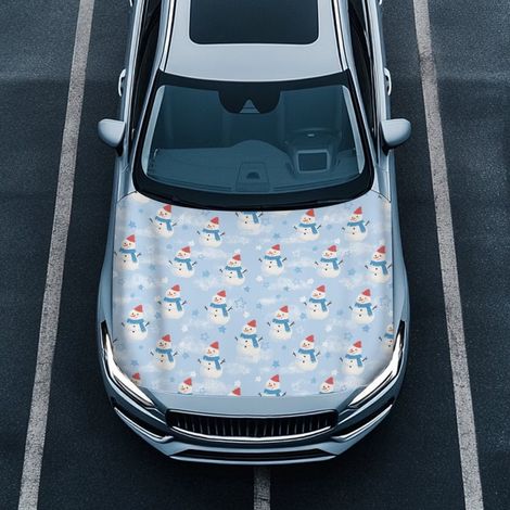 Hood Cover - Polyester - Universal Fit For Sedans SUV Trucks - 100 x 150 Cm - Waterproof Snowman Design - 1 Piece (1/5)