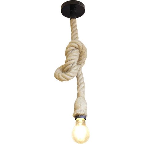 Jandei - Lampara colgante cuerda vintage 1 brazo E27 estilo rustico fácil instalación