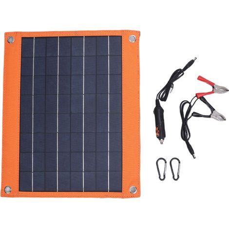 Caricabatterie solare da 20 W - Porte USB-A/C, con supporto, caricabatterie da auto e morsetti, per uso domestico e all'aperto -Crezuo