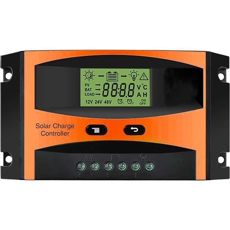 Controlador de carga panel solar fusible 20A Monitoreo PWM con pantalla