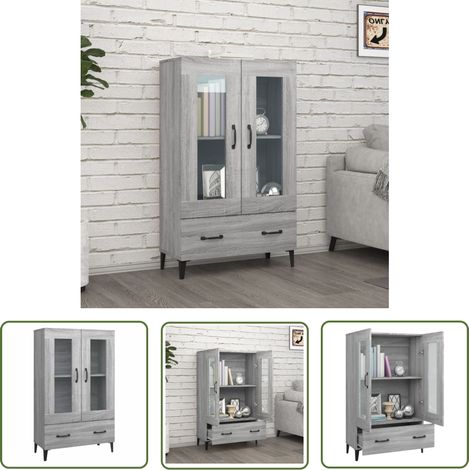 The Living Store Buffet Sonoma gris 70x31x115 cm Bois d'ingénierie - Buffet - Meuble De Rangement - Commode - Armoire - Salon (1/5)