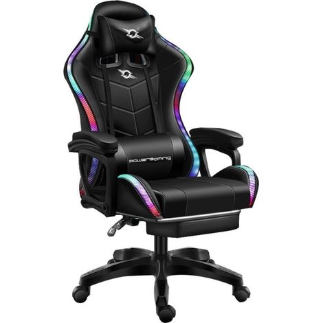 PowerGaming Silla Gaming LED RGB Negro con Reposapiés - Caja Desprecintada (1/5)