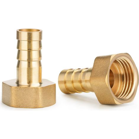 2PCS Hose Barb Brass, 12mm to 1/2 Inch Hose Screw Connection, Garden Hose Fittings Adapter Threaded Fitting for Air, Gas, Fuel, Water Pipes (1/5)
