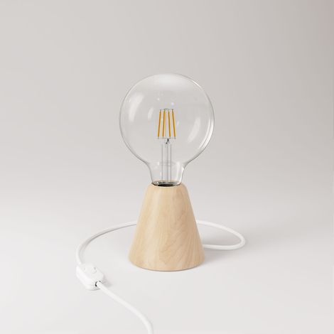Lampe de table avec base en aulne et ampoule transparente (1/5)