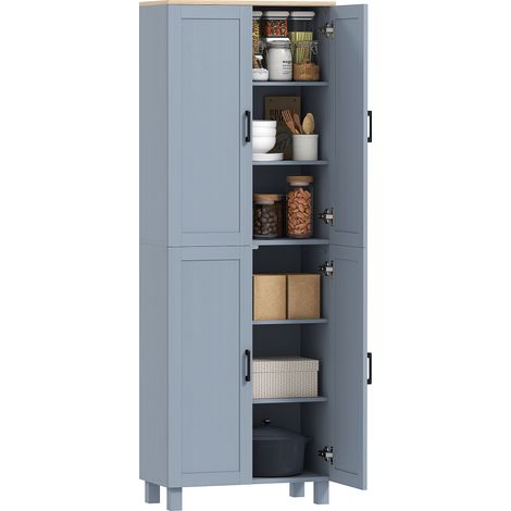 HOMCOM Modern Kitchen Cupboard Storage Cabinet with 4 Shelves, Grey (1/5)