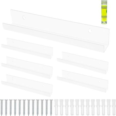 Lot de 6 Etagere Vinyle Acrylique Étagère Murale, 30,5 X 4,5 X 4,5 cm Etageres Murales Chambre, Porte-Disque Porte Vinyle Mural, pour Affichage de Vos LP Préférés (Transparent) (1/5)