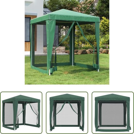 vidaXL Mesh-Seitenwand - Partyzelt mit 4 Mesh-Seitenwänden Grün 2x2 m HDPE (1/5)