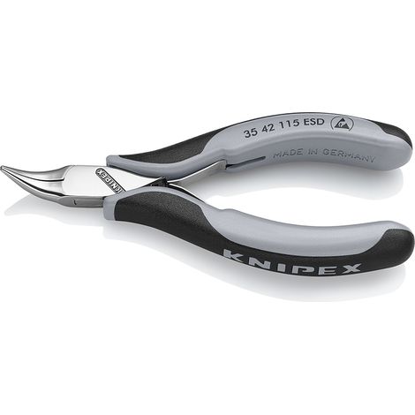 KNIPEX 35 42 115 ESD Pince de préhension pour l'électronique ESD avec charnière entrepassée avec poignées multimatières polie miroir 115 mm