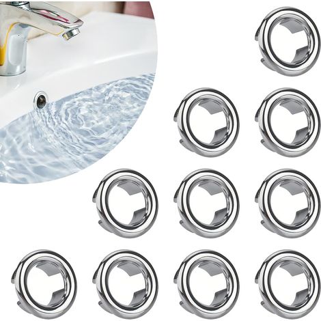 Débordement D'Évier Anneau, 10 Pcs Anneau de Débordement d’Évier Couvercle de Trop-Plein, Anneaux de Débordement d'Évier, Garniture de lavabo de cuisine et de salle (1/5)
