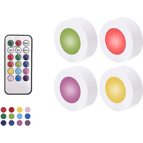Lot de 4 lampes LED RGB multicolores sans fil à capteur tactile avec télécommande, à installer sous un comptoir. (1/5)