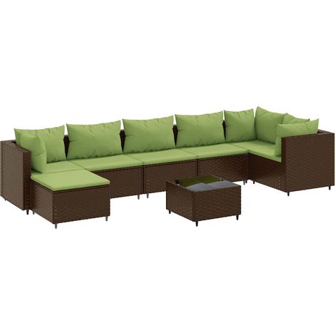 Set sofás de jardín 8 piezas y cojines ratán sintético marrón vidaXL (1/5)