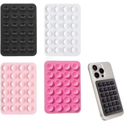 Lot De 4 Pièces Coque Ventouse En Silicone (Noir/Blanc/Rose/Rose Clair), Support Téléphone Portable Pour Selfies, Vidéos Et Recharge Mobil (1/4)