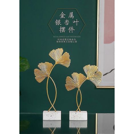 Ensemble de 2 bijoux en fer forgé Shxx, orné d'un motif de feuille de ginkgo, élément de décoration créatif pour la maison, le bureau, une cave à vin, objet de décoration artisanale en métal souple Zs (1/5)