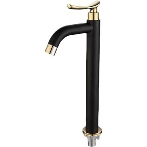 Robinet d'évier, inox, noir, surélevé, monocommande, eau froide