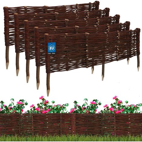 KOTARBAU® Lot de 5 Clôture Bois - Bordure Jardin Extérieur - 100 x 30 cm - Bordure de Jardin en Osier à Planter - Marron - Cloture en Osier - Décoration Extérieure (1/5)