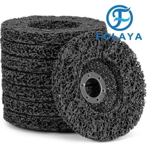FOLAYA Lot de 5 disques de nettoyage, diamètre : 125 mm, dsque CSD, noir, très grand, pour meuleuse d\'angle (1/3)
