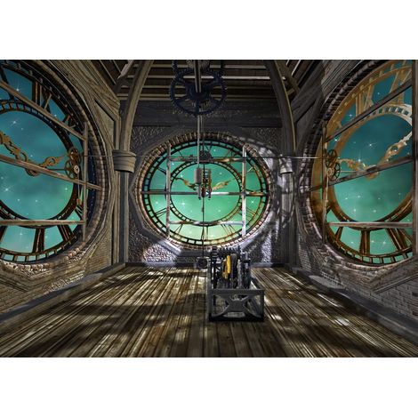 2.1x1.5m Tissu Vintage Steampunk Toile de Fond Antique Steampunk Chambre avec Horloges Étoiles Brillantes Fond Industriel Style Nostalgie Nouveauté Design Décorations Photo Studio (1/5)