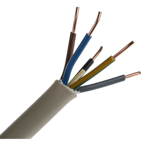 Câble d'alimentation RS PRO 5G2,5 mm², gaine PVC Gris, Retardant à la flamme, 50m ( Prix pour Bobine de 50 Mètres )