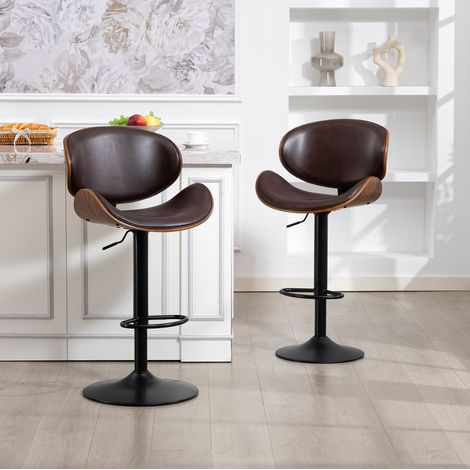 MEUBLIV 2er-Set Barhocker 51x50x93-103,5 cm Braun – drehbar und höhenverstellbar (1/5)