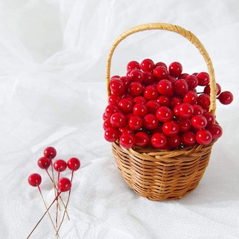 Baies Holly, baies artificielles, baies de Noël, pendentifs de Noël, 100 baies de Noël pour décorer les guirlandes de Noël (1/4)