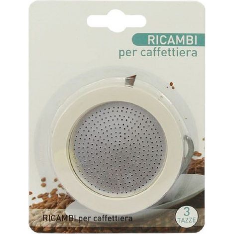 TrAdE Shop Traesio - Set Ricambi Guarnizione Gomma Filtro Per Caffettiera Moka Caffè Da 3 Tazze 53326 -