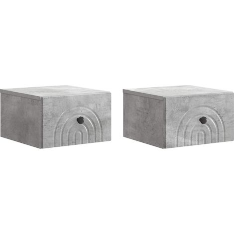 Wall-Mounted Bedside Cabinet with Drawer 2 pcs Concrete Grey vidaXL