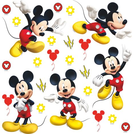 sticker mural Mickey Mouse rouge et jaune  - Disney