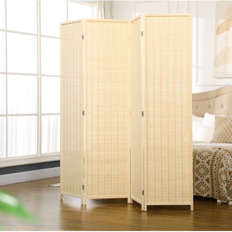 4-Panel-Paravent 180 x 180 cm aus Bambus, faltbar, natur OKMYHOME (1/5)
