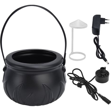 Machine à fumée sorcière Halloween avec LED changeant de couleur, brume et brouillard, décor fête, prise EU 100‑240V, flamme noire.