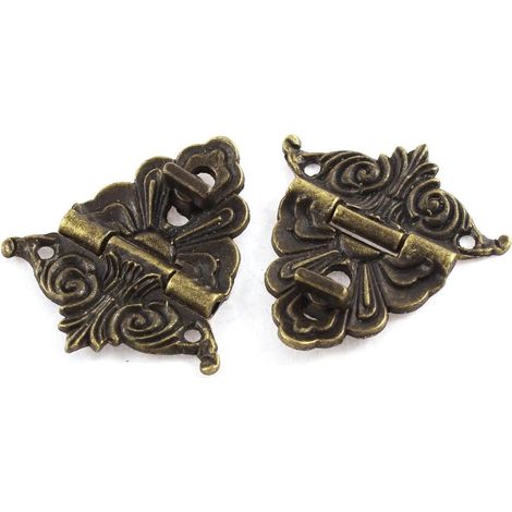 2 pièces 48 mm x 45 Style rétro Bronze Ton Schmuckschatulle Schublade décoratif Haspe Lock Loquet (1/4)