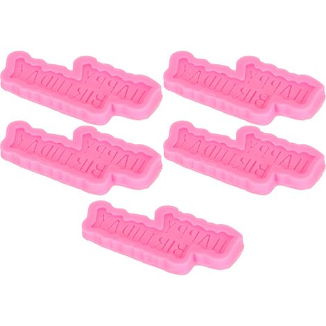 Lot de 5 moules en silicone « Joyeux anniversaire » en forme de lettre pour cupcakes et fondant, pour décorer vos gâteaux d'anniversaire. (1/5)
