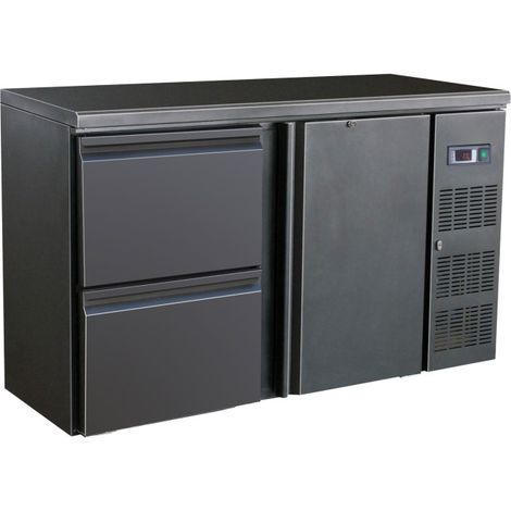Arrière bar réfrigérée noir 1 porte et 2 tiroirs - Combisteel (1/5)